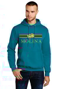Molina Theatre Fundraiser Teal Hoodie with Gucci style logo