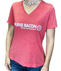 Image 2 of PURSE BACON - Women's V-Neck Tee in Heathered Red