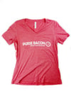 PURSE BACON - Women's V-Neck Tee in Heathered Red