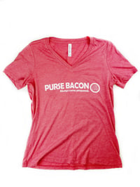 Image 1 of PURSE BACON - Women's V-Neck Tee in Heathered Red