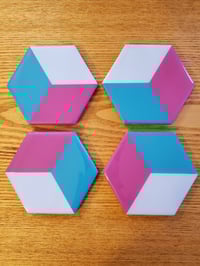 Image 1 of Pink and Teal Split Coasters