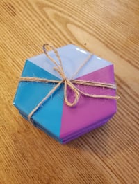 Image 2 of Pink and Teal Split Coasters