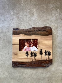 Image of Walnut Slab Frame with a Row of Trees