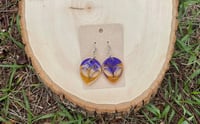 Purple/Gold Alien Resin Earrings