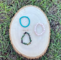 Image 2 of Turquoise/Rose Quartz/Jasper Beaded Bracelet