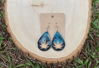 Black/blue Marijuana Resin Earrings