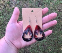 Image 1 of Red/Black/White Marijuana Resin Earrings