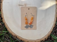 Image 2 of Orange Beaded Butterfly Dangle Earrings