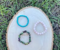 Image 1 of Turquoise/Rose Quartz/Jasper Beaded Bracelet