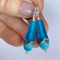 Image 4 of Aqua Tapered Drops Earrings