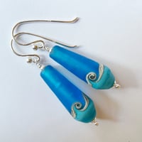 Image 3 of Aqua Tapered Drops Earrings