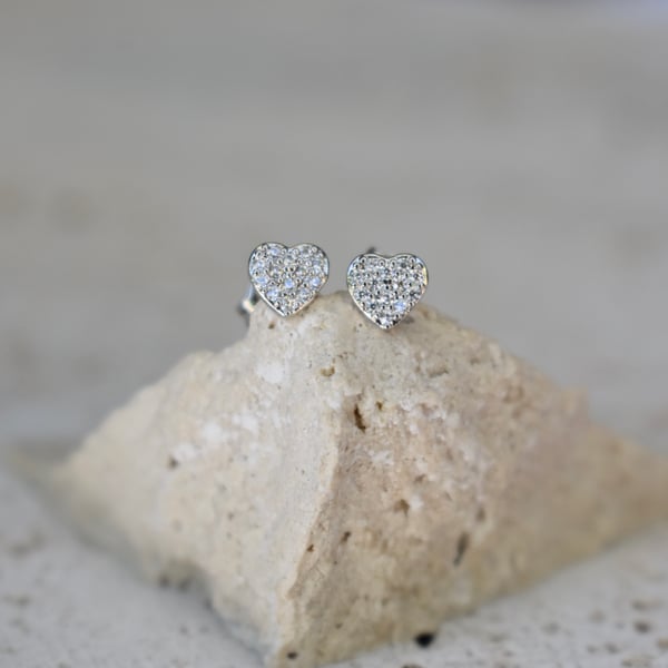 Image of CZ HEART STUDS