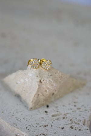 Image of CZ GOLD HEART STUDS