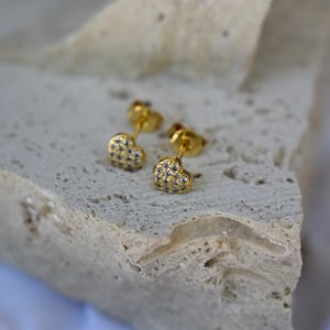 Image of CZ GOLD HEART STUDS