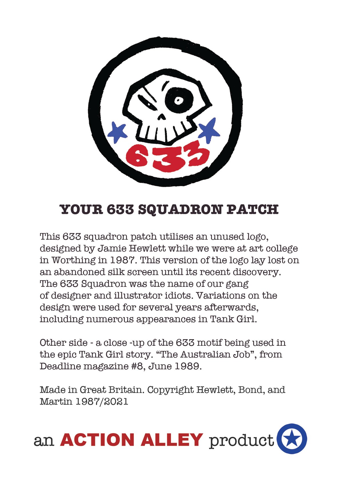 Image of 1987 Jamie Hewlett Designed "633 Squadron" Sew-On Patch Limited Edition