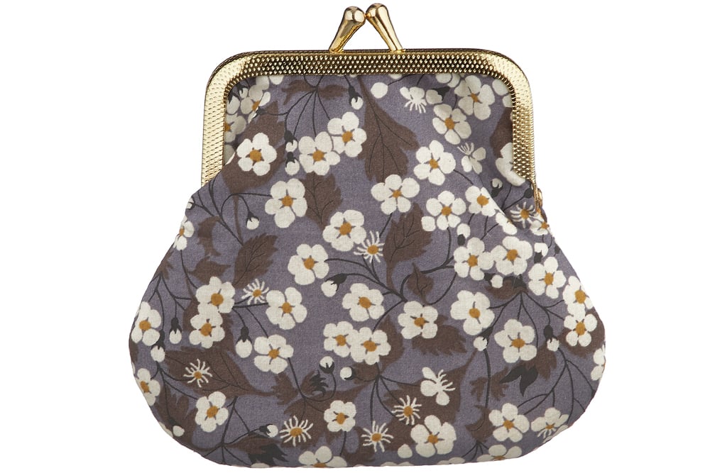 Image of Small coin purse * Daisies * Grey