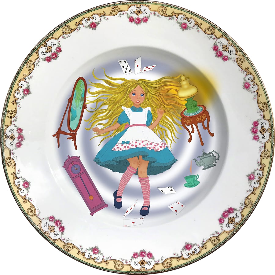 Image of  Alice Falling - Vintage French Porcelain Plate - #0609