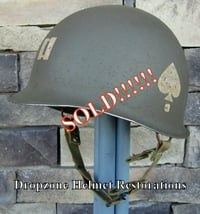 Image 5 of WWII 101st M2 Dbale Airborne Helmet 506th PIR Paratrooper Front Seam Captain