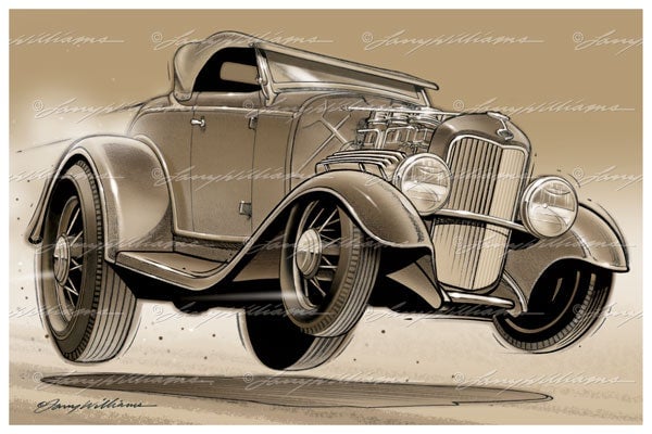 Image of "32 Deuce Pack" Print Set: Includes "Five Window Flyer" "Roadster Trip" and "Gravel Run"