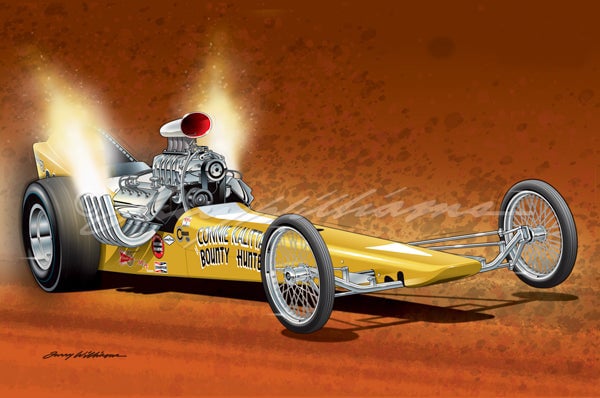 Image of "Dragster Pack" Print Set: Includes "Gold Digger", "Flame Thrower" and "Diggin' Deep".