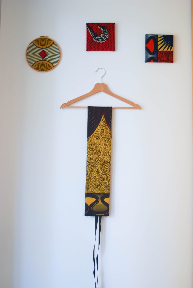 Cintura obi gialla e nera in tessuto wax africano Image 2