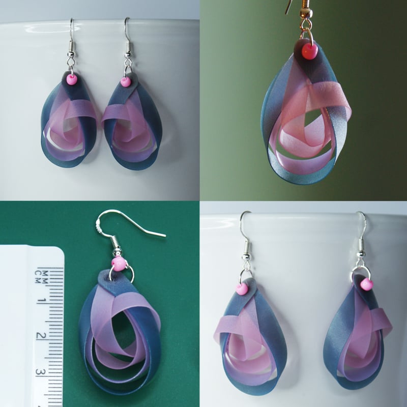 Image of Art Nouveau Earrings - pink & blue