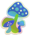 GROOVY BLUE MUSHROOMS Holographic Sticker - 2.58" x 3"