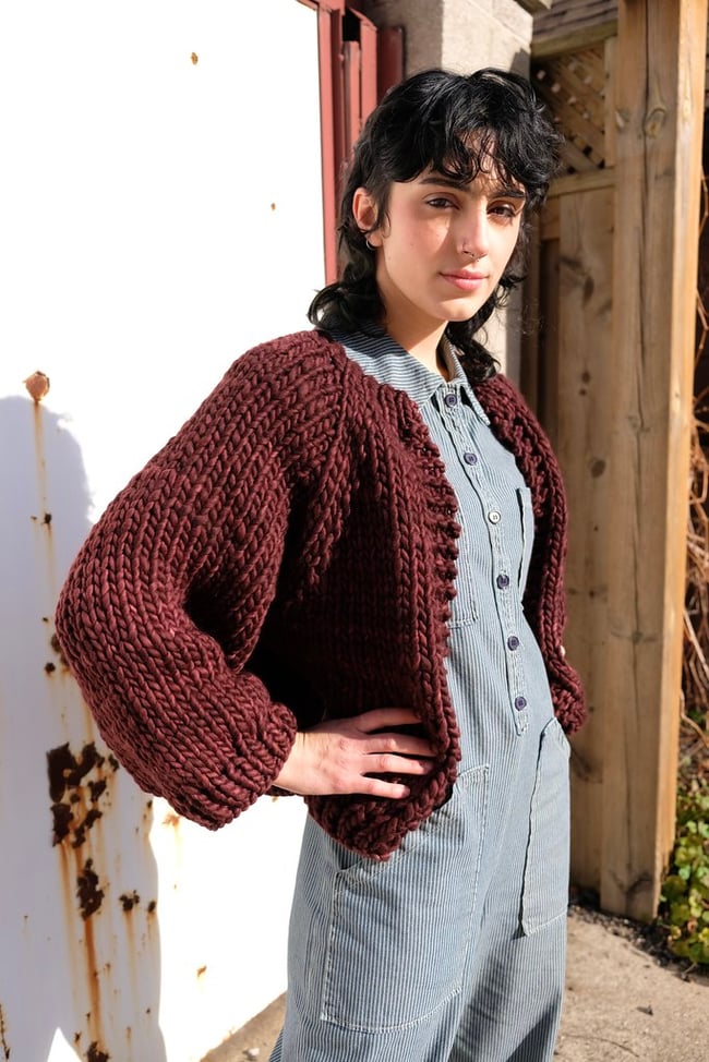 Perth Cardigan Limited Merino Wool (shown in Belgium Chocolate more