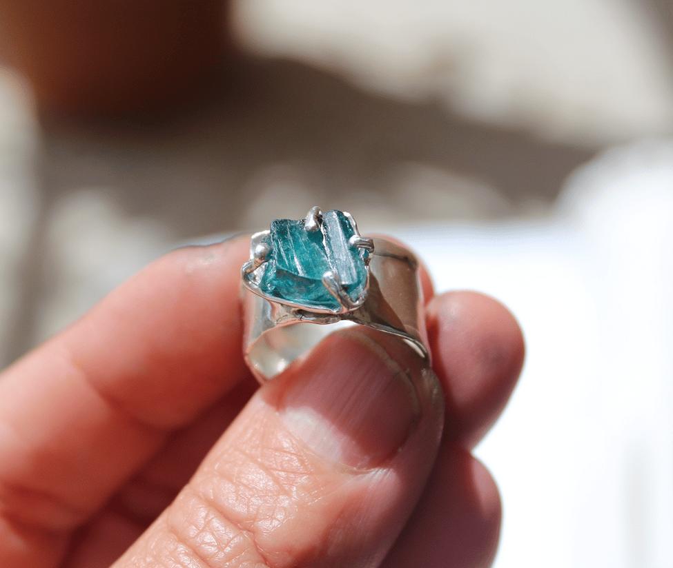 Image of Blue Tourmaline Sterling Silver Cuff Ring