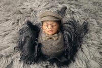 Image 3 of Round Curly Blanket  - CHARCOAL 