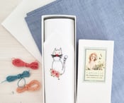 Image of Embroidered Cat Women's Handkerchief
