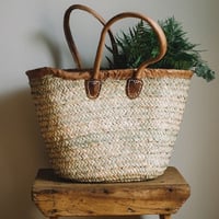 Image 1 of LEATHER TRIM BASKET