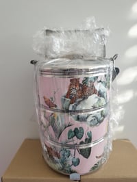 Image 1 of 3 tier tiffin carrier- leopard design