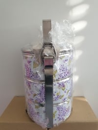 Image 2 of 3 tier tiffin carrier- Verbena flowers design