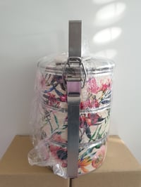 Image 2 of 3 tier tiffin carrier- Sparrow & flowers design