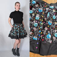Image 1 of Skeleton Cat Circle Skirt (with pockets) 