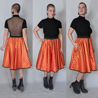 Image 1 of Orange and Black Polka Dot Circle Skirt (with pockets)