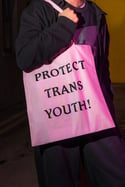 PROTECT TRANS YOUTH Tote Bag (Candy pink, black print)