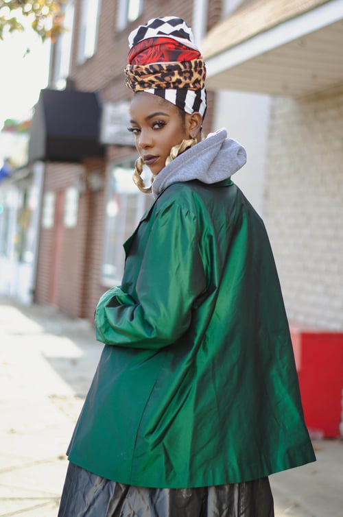 Image of Vintage Shanté Iridescent Emerald Silk Jacket