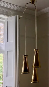 Image 4 of Brass Triple-Light Chandelier for Itsu, Finland [I]