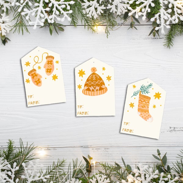 Image of Cozy Gift Tags Instant Download PDF