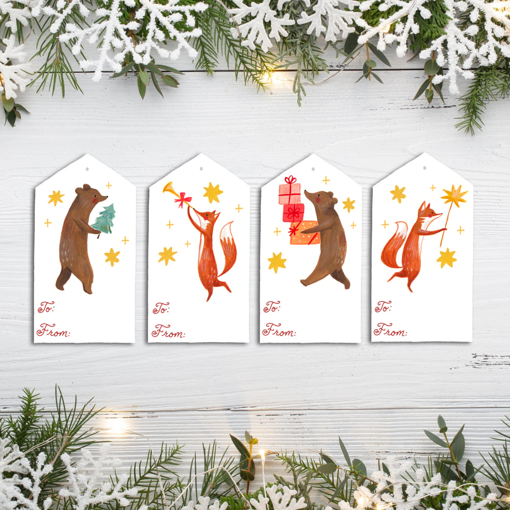 Image of Bear & Fox Gift Tags Instant Download PDF