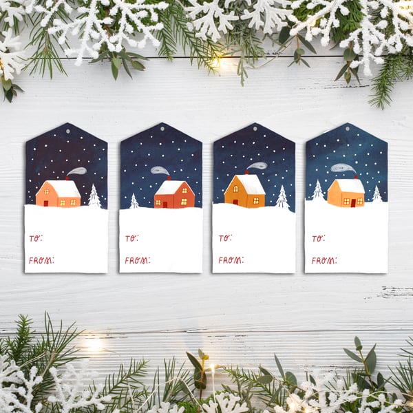 Image of Cozy Cottage Gift Tags Instant Download PDF