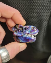 Image 1 of Amber purple T-rex skull pendant 