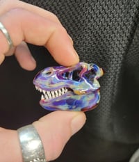 Image 2 of Amber purple T-rex skull pendant 