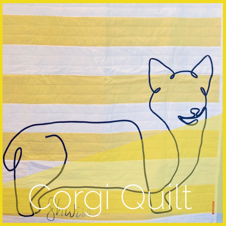 Image of Corgi Line Art Quilt Pattern