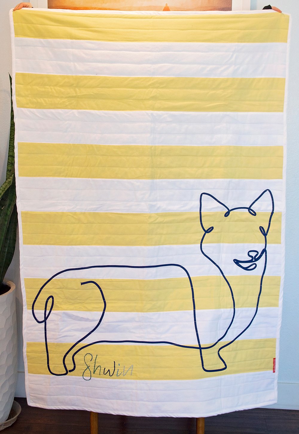 Corgi Line Art Quilt Pattern