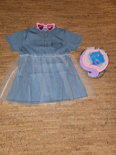 Image of Denim Tulle Shirt/Dress