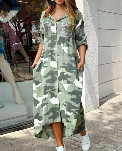 Image of CAMO HIGH LOW DRESS