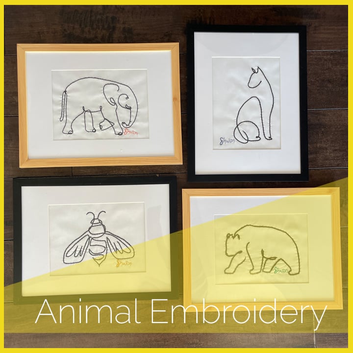 Image of Animal Line Art Embroidery Patterns